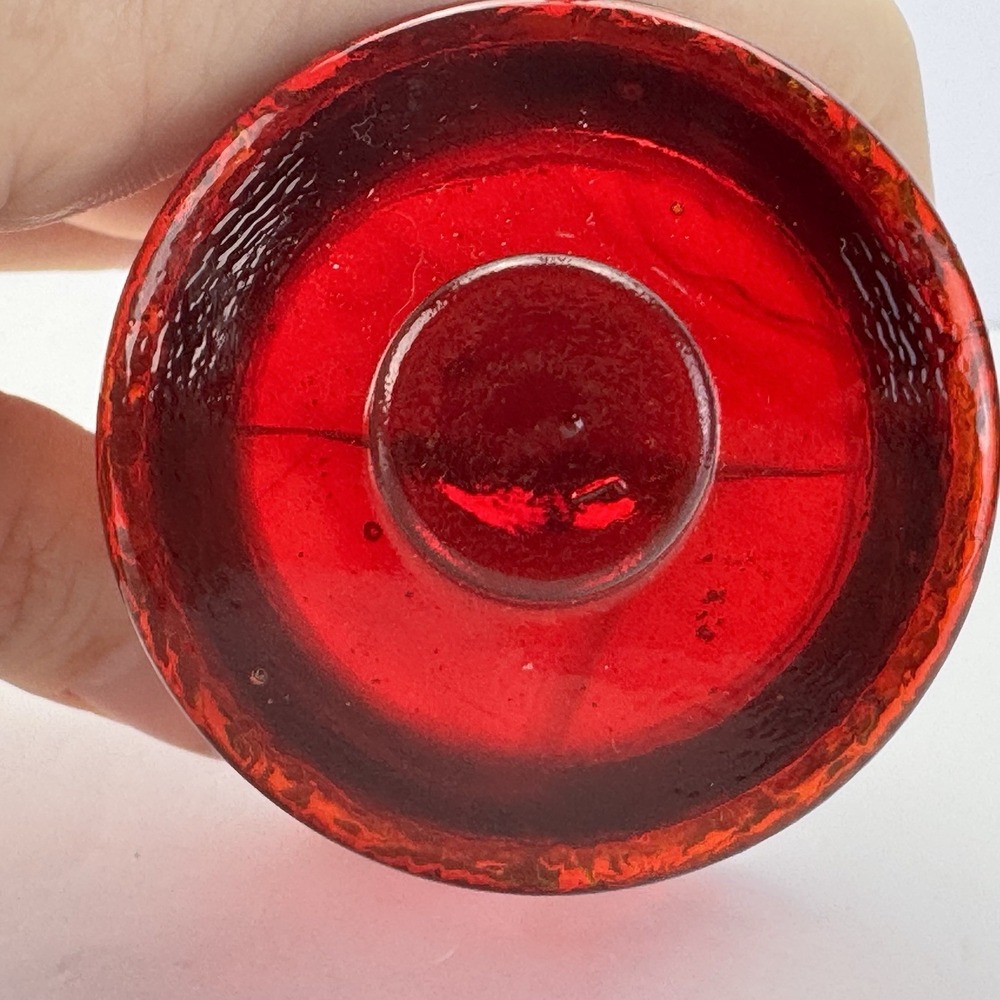 VINTAGE HOMCO RUBY RED GLASS PEG VOTIVE RETRO CANDLEHOLDER (READ) - Picture 6 of 7